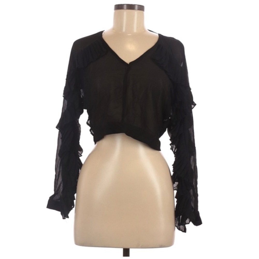 Katia Long Sleeve Ruffle Sheer Blouse l SIZE M - Picture 2 of 7